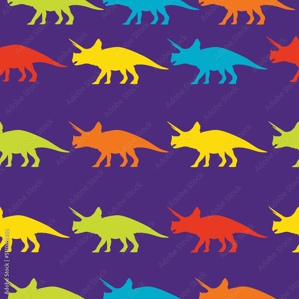 Fototapeta premium The perfect fashionable texture for baby fabrics and wallpaper. Silhouettes of dinosaurs.