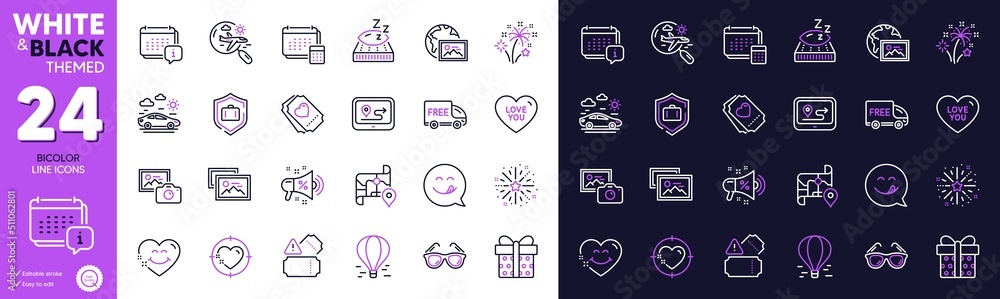 Web photo, Smile face and Gift box line icons for website, printing. Collection of Air balloon, Heart target, Map icons. Account, Car travel, Search flight web elements. Mattress. Vector Web photo, Smile face and Gift box line icons for website, printing. Collection of Air balloon, Heart target, Map icons. Account, Car travel, Search flight web elements. Mattress. Vector
