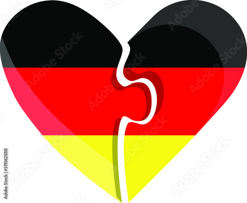 German unity day (Deutschen Einheit) vector illustration, Puzzle heart in colours of German Flag