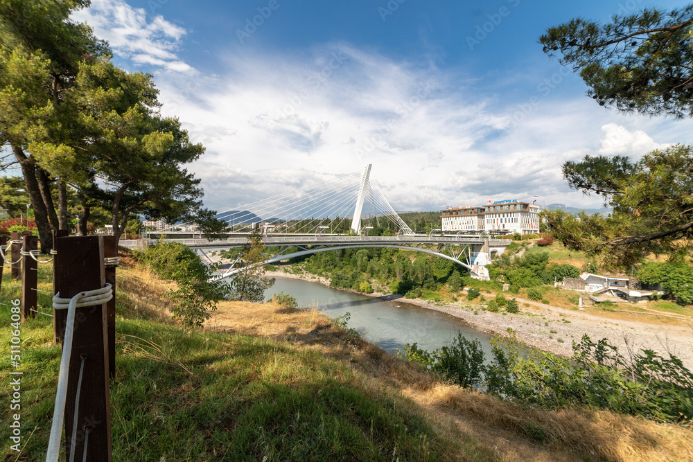 Obraz na płótnie Bridges in Podgorica on river Moraca, Capitol of Montenegro w salonie