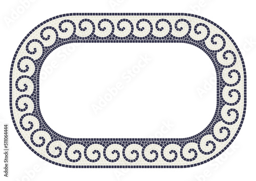 Ancient mosaic frame. Decorative antique stone ornament.