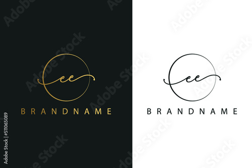 E E EE hand drawn logo of initial signature, fashion, jewelry, photography, boutique, script, wedding, floral and botanical creative vector logo template for any company or business.
