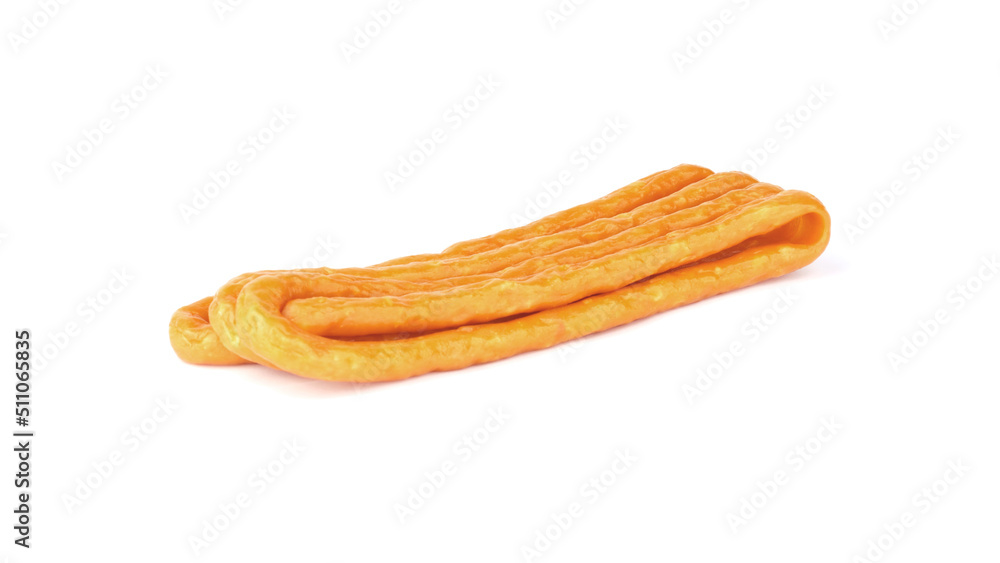 dried chicken sausage kabanos on white background dried chicken sausage kabanos on white background