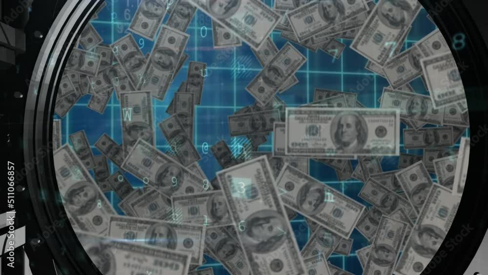 Animation of data processing over banknotes Animation of data processing over banknotes