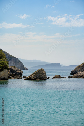 Beautiful summer Mediterranean coast with large sea stones © brankospejs
