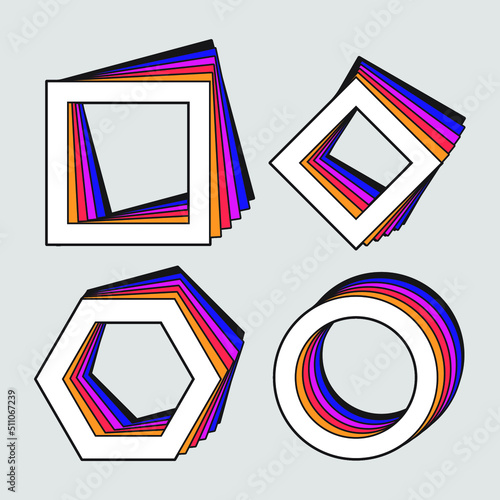 colorful layered border frame vector illustration