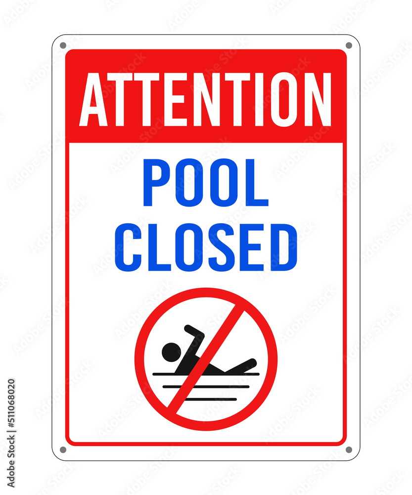 Vetor de Attention Pool Closed For Maintenance, No Swimming Sign do