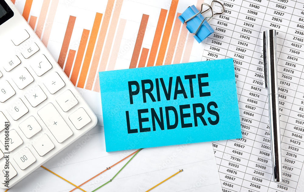 PRIVATE LENDERS text on the sticker on diagram background PRIVATE LENDERS text on the sticker on diagram background