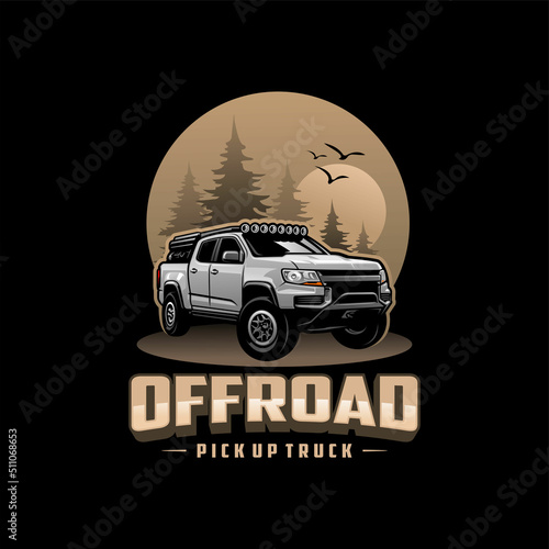 Off road pick up truck illustration logo vector