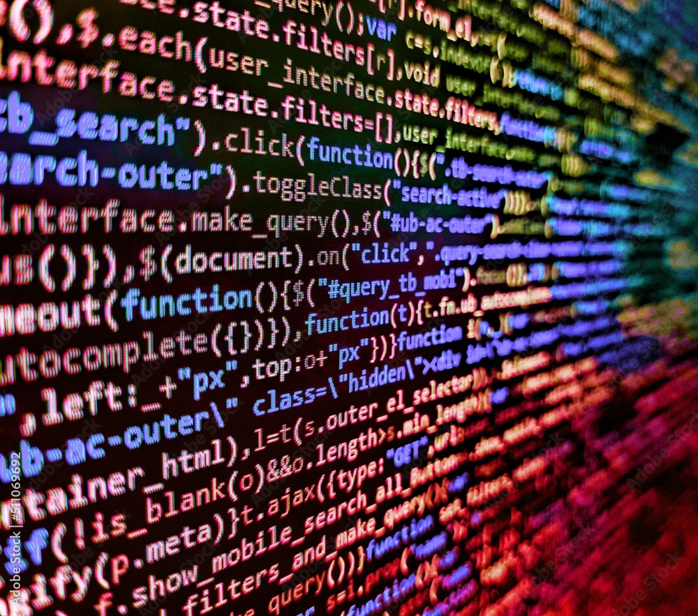 Programming source code abstract screen of software developer. Code of ...