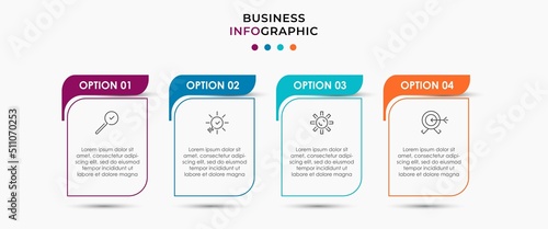 Vector Infographic label design business template with icons and 4 options or steps. Can be used for process diagram, presentations, workflow layout, banner, flow chart, info graph