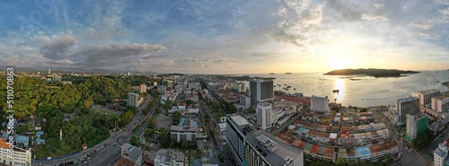 Fotografie Kota Kinabalu, Sabah Malaysia – June 14, 2022: The Waterfront and Esplanade Area