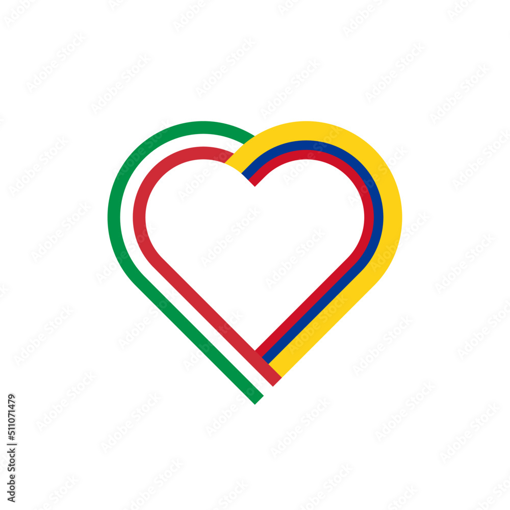 unity concept. heart ribbon icon of italy and colombia flags. vector illustration isolated on white background