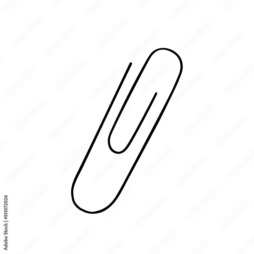 Paperclip icon, simple hand drawn vector illustration, office or school stationery supply Paperclip icon, simple hand drawn vector illustration, office or school stationery supply