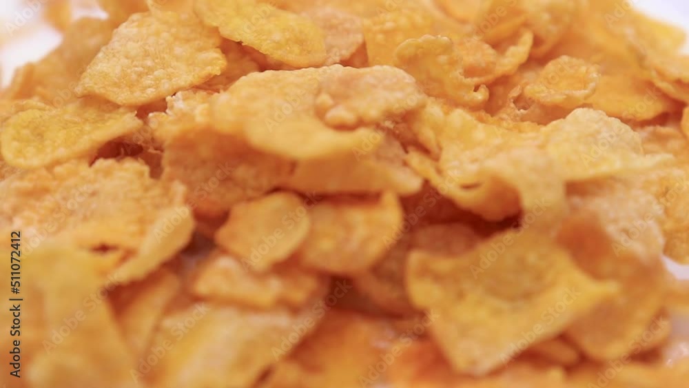 Breakfast cereals are a great source of nutritious food and milk video 4k Breakfast cereals are a great source of nutritious food and milk video 4k