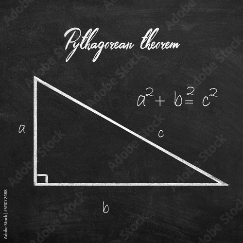 Pythagorean theorem on chalkboard  geometry mathematics algebra 