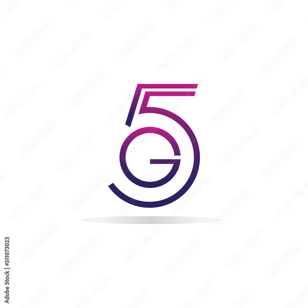 5G network logo. Logo network 5G connection. Number 5 and G letter. 5G network logo. Logo network 5G connection. Number 5 and G letter.