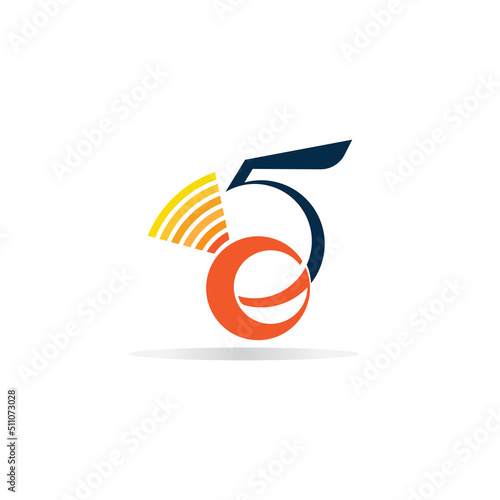 5G network logo. Logo network 5G connection. Number 5 and G letter.