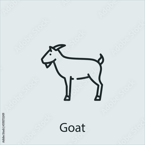 goat icon vector icon.Editable stroke.linear style sign for use web design and mobile apps logo.Symbol illustration.Pixel vector graphics - Vector