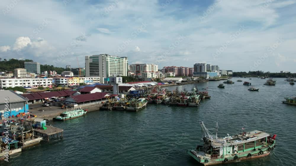 Kota Kinabalu, Sabah Malaysia – June 14, 2022: The Waterfront and Esplanade Area of Kota Kinabalu City Centre Kota Kinabalu, Sabah Malaysia – June 14, 2022: The Waterfront and Esplanade Area of Kota Kinabalu City Centre
