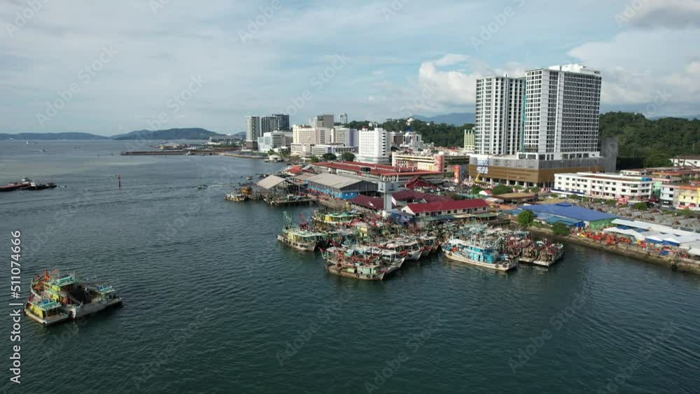 Kota Kinabalu, Sabah Malaysia – June 14, 2022: The Waterfront and Esplanade Area of Kota Kinabalu City Centre Kota Kinabalu, Sabah Malaysia – June 14, 2022: The Waterfront and Esplanade Area of Kota Kinabalu City Centre