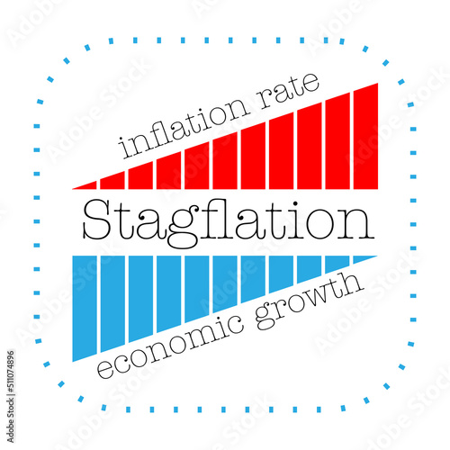 Stagflation financial trend vector illustration. Economy recession and market collapse.