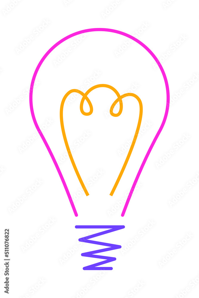 Linear icon of a light bulb symbolizing the emergence of an idea Linear icon of a light bulb symbolizing the emergence of an idea