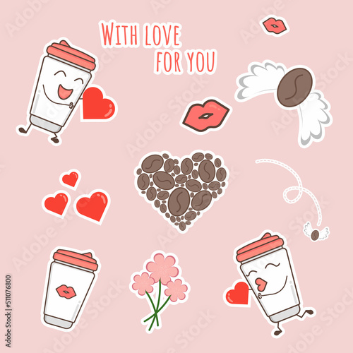 coffee stickers. funny glasses. love glasser of coffer