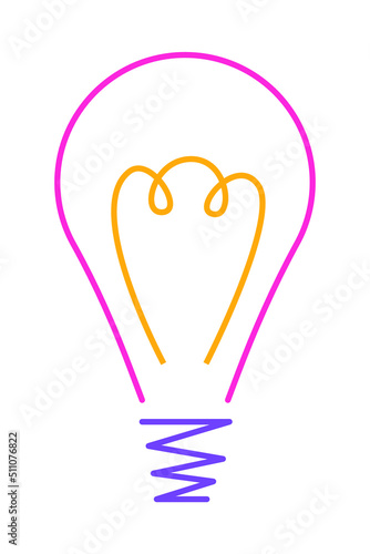 Linear icon of a light bulb symbolizing the emergence of an idea