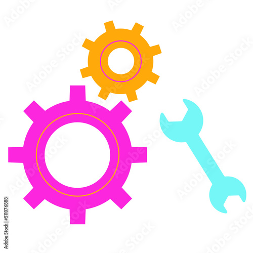 Gears with a wrench, repair work, service and technical support