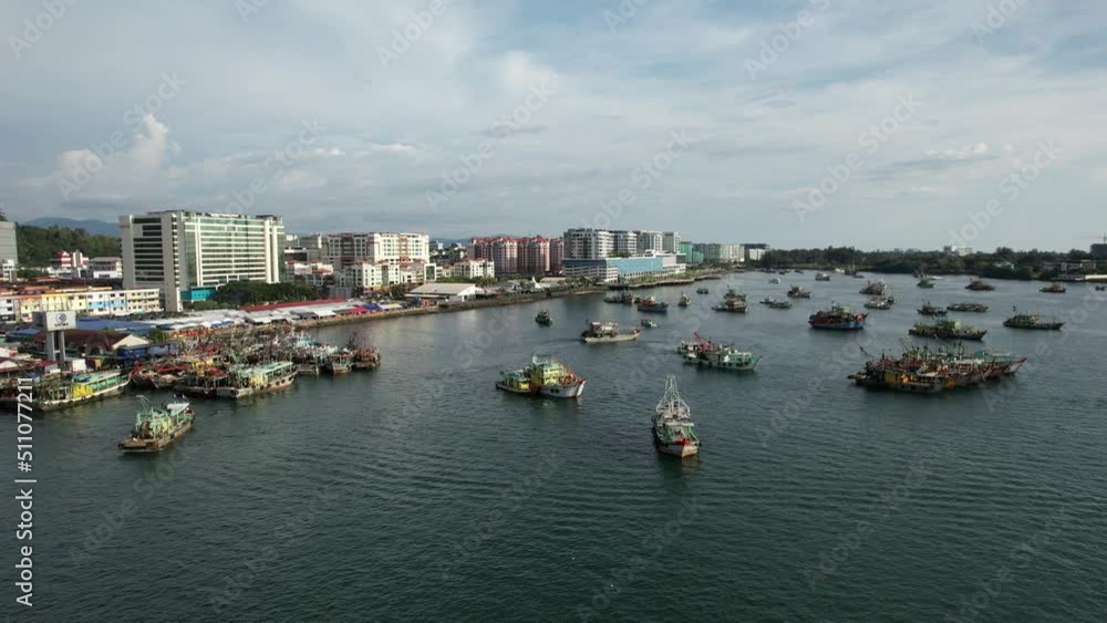 Kota Kinabalu, Sabah Malaysia – June 14, 2022: The Waterfront and Esplanade Area of Kota Kinabalu City Centre Kota Kinabalu, Sabah Malaysia – June 14, 2022: The Waterfront and Esplanade Area of Kota Kinabalu City Centre