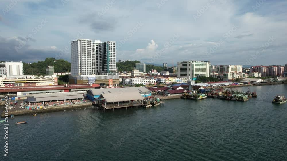 Kota Kinabalu, Sabah Malaysia – June 14, 2022: The Waterfront and Esplanade Area of Kota Kinabalu City Centre Kota Kinabalu, Sabah Malaysia – June 14, 2022: The Waterfront and Esplanade Area of Kota Kinabalu City Centre