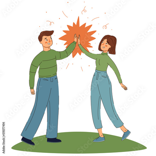 illustration of friendship and giving a high five
