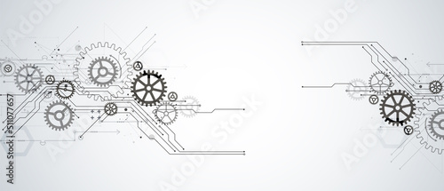 Abstract technology background. Cogwheels theme. Vector illustration photo