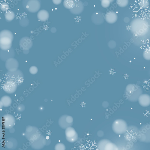 Christmas winter background of snowflakes and snow.