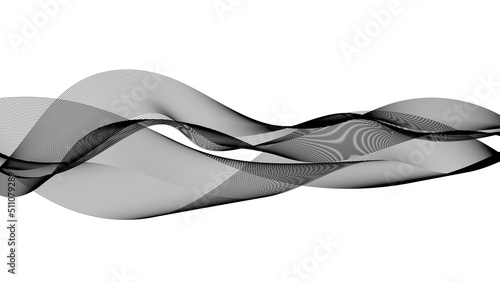 Abstract white background with smooth wavy lines. Design elements with dynamic stripes. Flowing black line art. Vector illustration