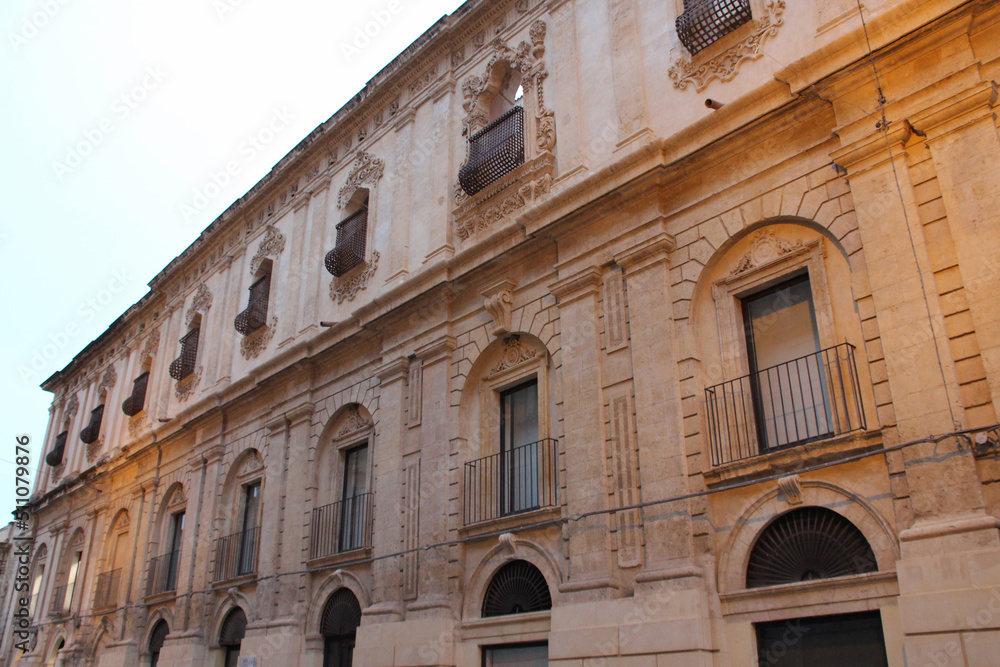 building (baroque palace ?) in noto in sicily (italy)