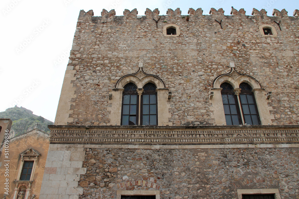 medieval palace (corvaja) in taormina in sicily (italy) medieval palace (corvaja) in taormina in sicily (italy)