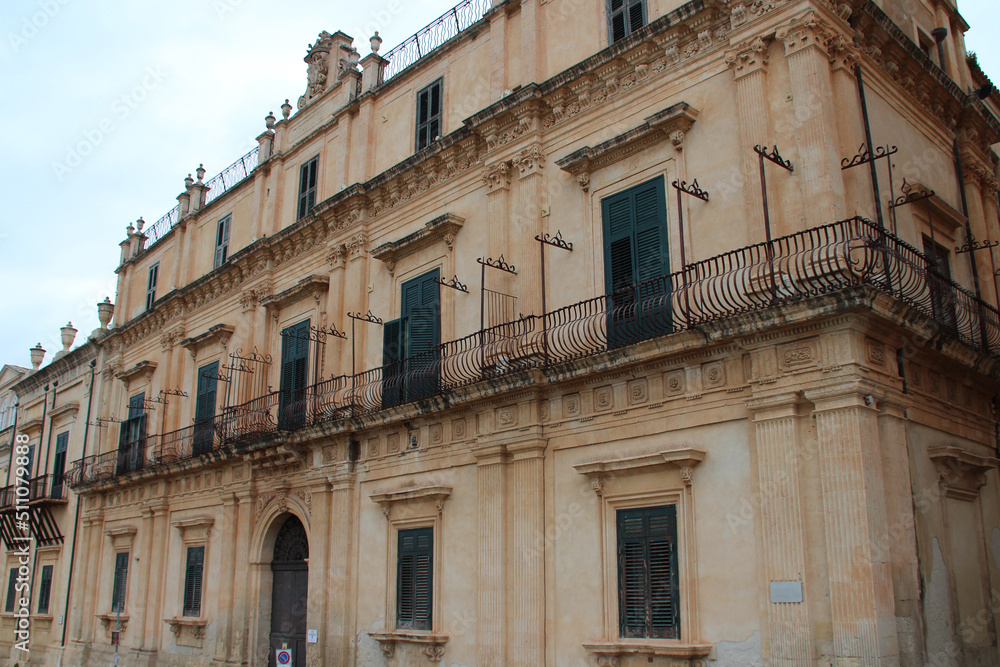 baroque palace (landolina) in noto in sicily (italy)