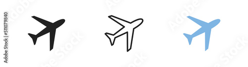 Set of plane icons. Airplane icon set. Vector illustration. Aeroplane symbol collection.
