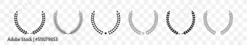 Foliate laurels branches set. Vector illustration. Black circular laurel wreath icons collection.
