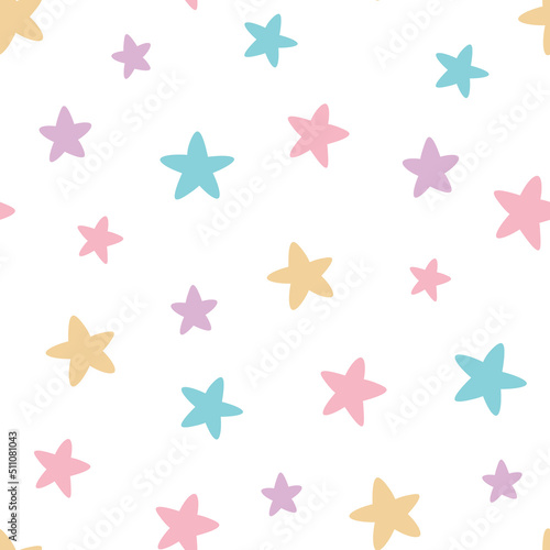 Cute colorful stars, seamless vector pattern