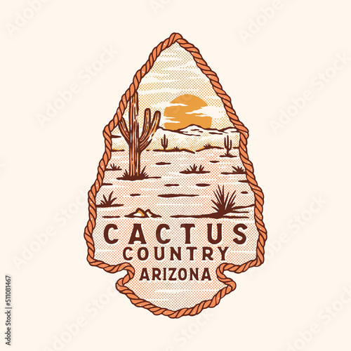 Arizona illustration cactus badge desert design t shirt vintage
