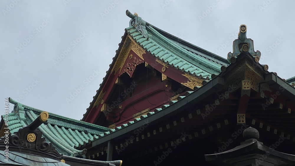 Detail of Shinto shrine architectural details, “Kandamyojin” year 2022 June 15th. Rainy weekday in Tokyo Japan. Detail of Shinto shrine architectural details, “Kandamyojin” year 2022 June 15th. Rainy weekday in Tokyo Japan.