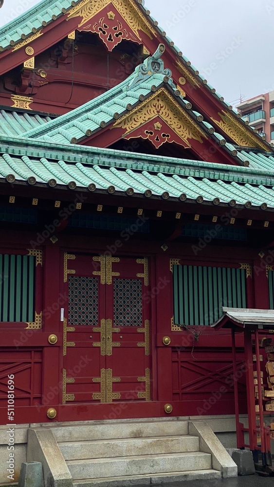 Detail of Shinto shrine architectural details, “Kandamyojin” year 2022 June 15th. Rainy weekday in Tokyo Japan. Detail of Shinto shrine architectural details, “Kandamyojin” year 2022 June 15th. Rainy weekday in Tokyo Japan.