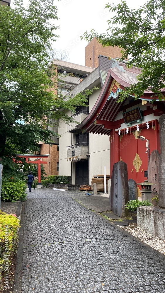 Landscape Japanese shrine scenery, “Kandamyojin” dating back to year 730 it was founded first in Otemachi, then relocated to Kanda in 1616. Shot taken on year 2022 June 15th rainy weekday Landscape Japanese shrine scenery, “Kandamyojin” dating back to year 730 it was founded first in Otemachi, then relocated to Kanda in 1616. Shot taken on year 2022 June 15th rainy weekday