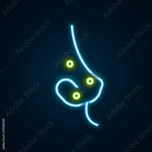 Glowing neon line Acne icon isolated on black background. Inflamed pimple on the skin. The sebum in the clogged pore promotes the growth of a bacteria. Colorful outline concept. Vector