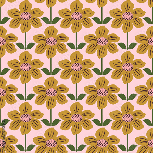 Wallpaper Mural Vector flower seamless pattern background. Perfect for fabric, scrapbooking, wallpaper projects. Torontodigital.ca