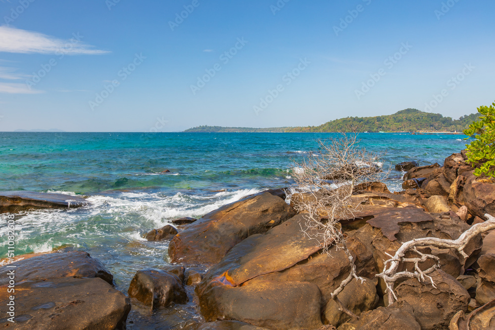 Beautiful beach on the tropical sea at Trad Province, Thailand.