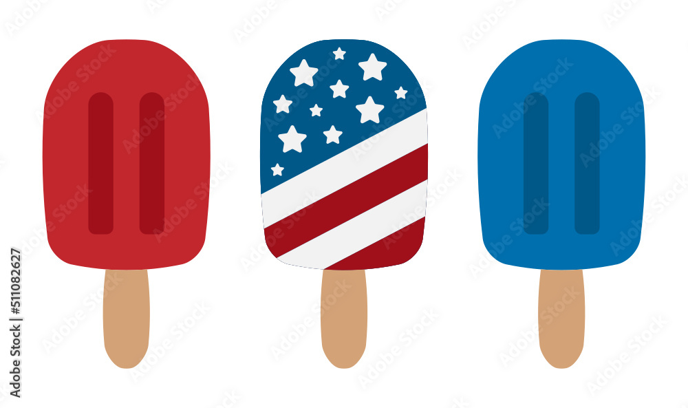 Patriotic Ice Pops Red White Blue Stars and Stripes Freeze Pop American Flag Vector Patriotic Ice Pops Red White Blue Stars and Stripes Freeze Pop American Flag Vector